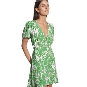 Faithfull The Brand La‎ Castella Mini Dress Floral Green 10 St Paddys Hand-dyed
